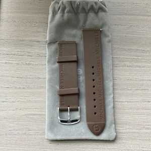 Michele 20MM brown rubber watch strap with bag